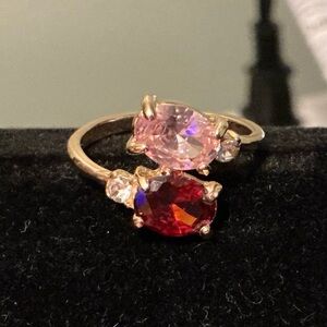 Source Unknown Gold Ring with Pink and Red Gems